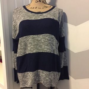 Grey and blue striped thin sweater